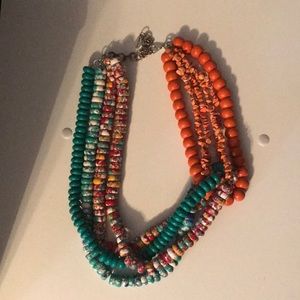 Sassy Jones Tezra Orange and Teal necklace